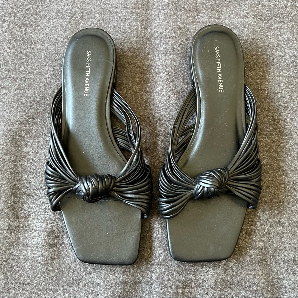 Saks Fifth Avenue Black Leather Sandals